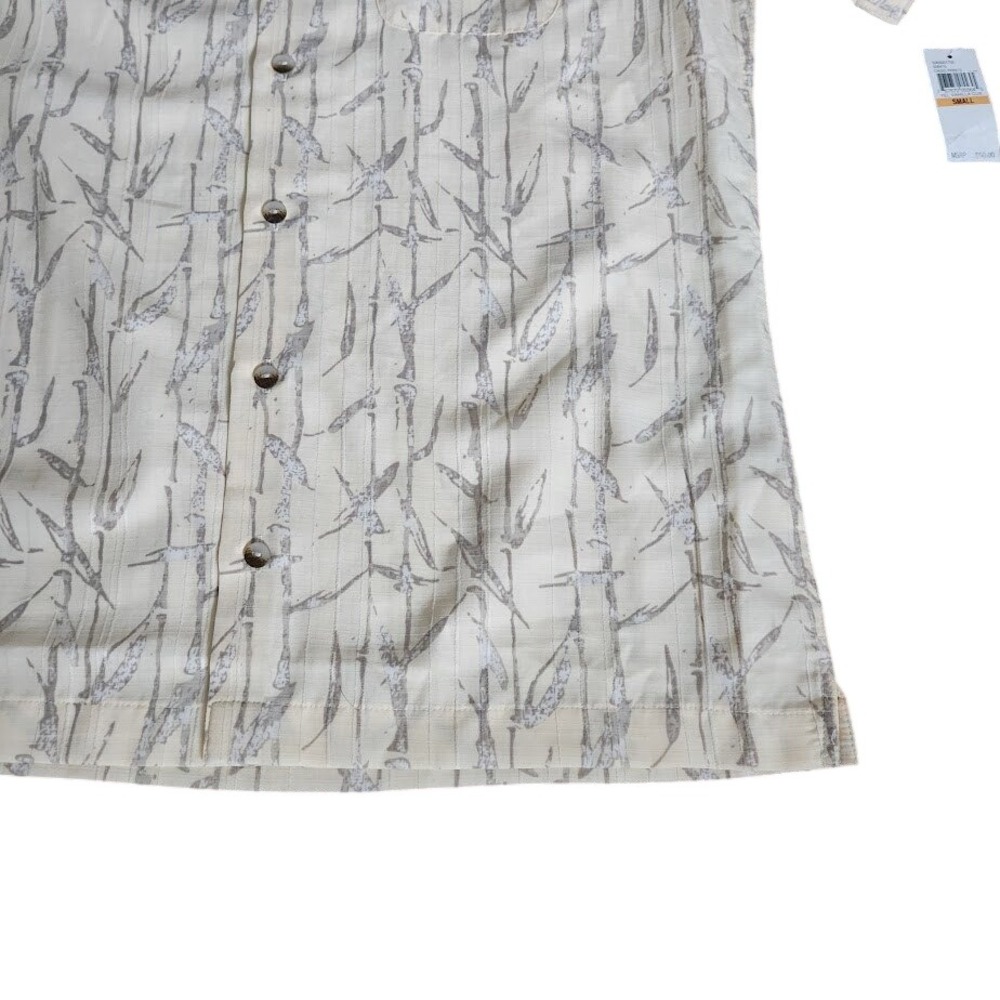 Van Heusen Men Oasis Prints Short Sleeve Button Down Shirt Vanilla Small NEW 105 - Picture 6 of 6